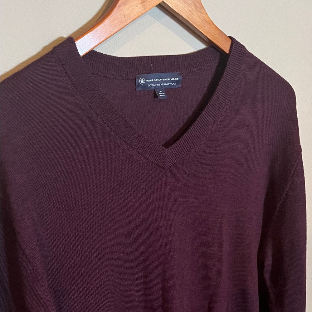 Hart Schaffner Marx Men's V-Neck Sweater in Deep Burgundy